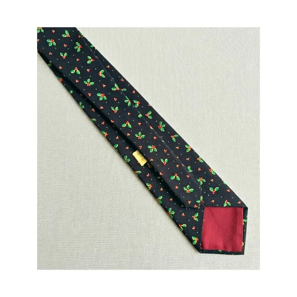 VERA BRADLEY Vintage Holly Print Christmas Tie USA | Holiday Cotton Tie